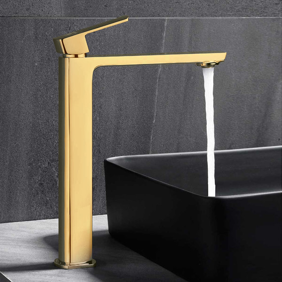 Смеситель для раковины высокий Vincea Next VBF-1N2BG, брашированное золото фото 2