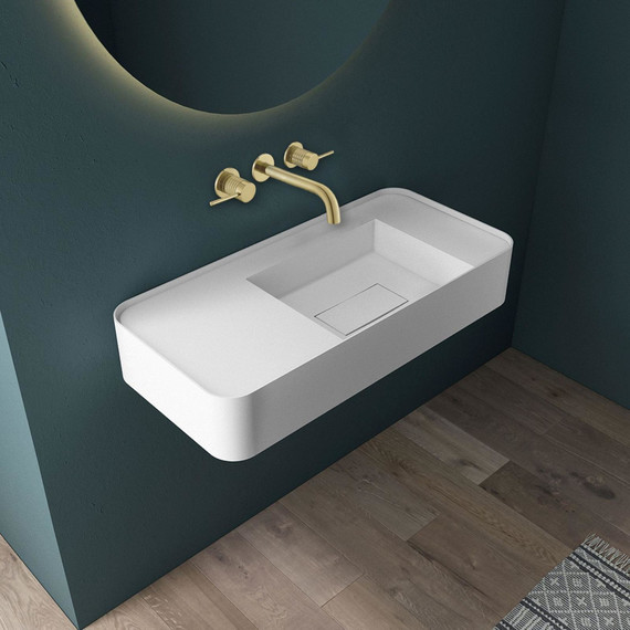 Смеситель для раковины настенный Vincea Groove VBFW-4G1BG4, брашированное золото (со скрытой частью) фото 2