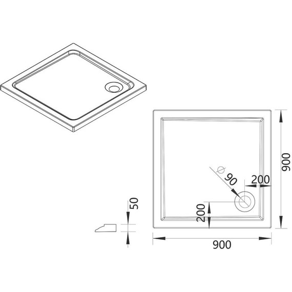 Поддон акриловый Vincea 90×90 см VST-5AS-9090 фото 6