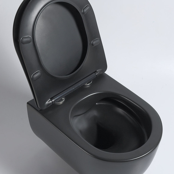 Унитаз подвесной безободковый Vincea Evo VT1-34SMB с крышкой микролифт, черный матовый, Цвет производителя: чёрный матовый фото 3