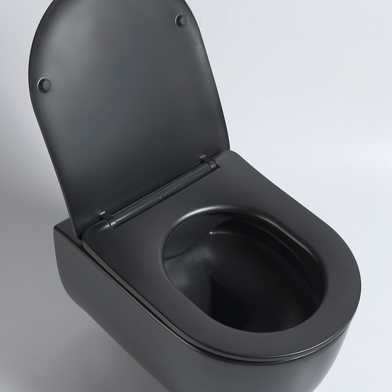 Унитаз подвесной безободковый Vincea Evo VT1-34SMB с крышкой микролифт, черный матовый, Цвет производителя: чёрный матовый фото 8