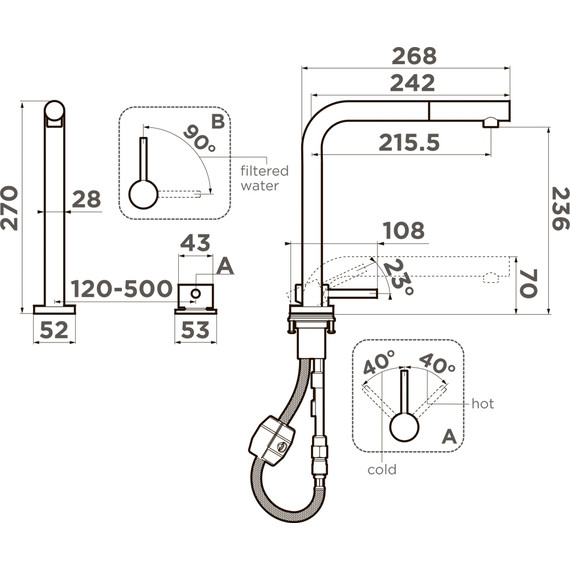 Смеситель для кухни Omoikiri Nara 2 Plus-S-LG 4994487, светлое золото фото 4