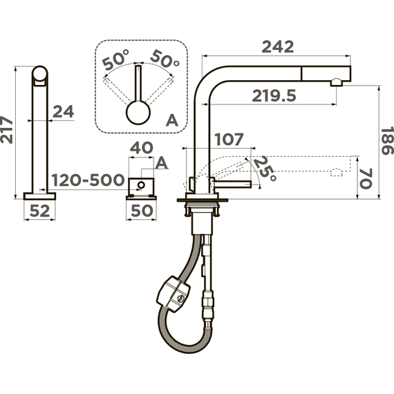 Смеситель для кухни Omoikiri Nara-S-LG 4994485, светлое золото фото 4
