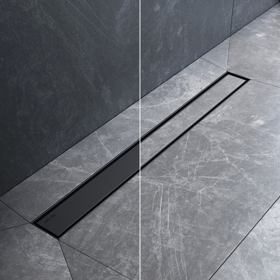 Душевой трап (лоток) 70 AM.PM MasterFlow W01SC-U11-070-04BM комбинированный затвор с черной матовой решеткой под плитку, Цвет производителя: чёрный, Размер трапа: 700 фото 3