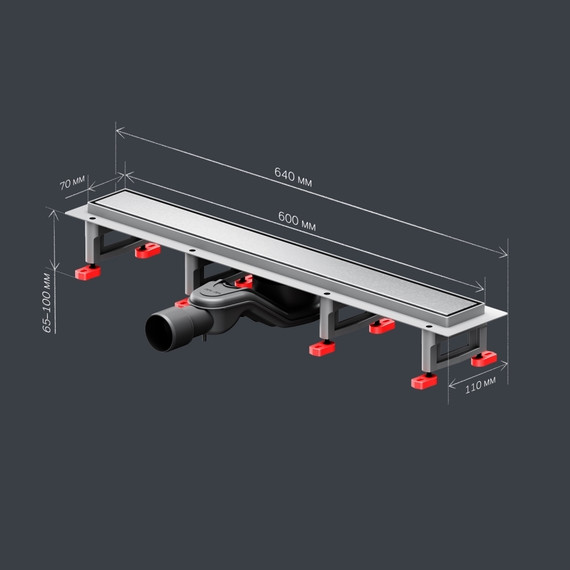 Душевой трап (лоток) 60 AM.PM MasterFlow W01SC-U11-060-04SB комбинированный затвор со стальной матовой решеткой под плитку, Цвет производителя: хром, Размер трапа: 600 фото 10