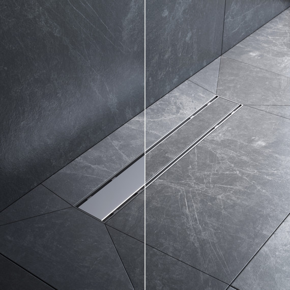 Душевой трап (лоток) 50 AM.PM PrimeFlow W02SC-U11-050-04SB комбинированный затвор со стальной матовой решеткой под плитку, Цвет производителя: хром, Размер трапа: 500 фото 3