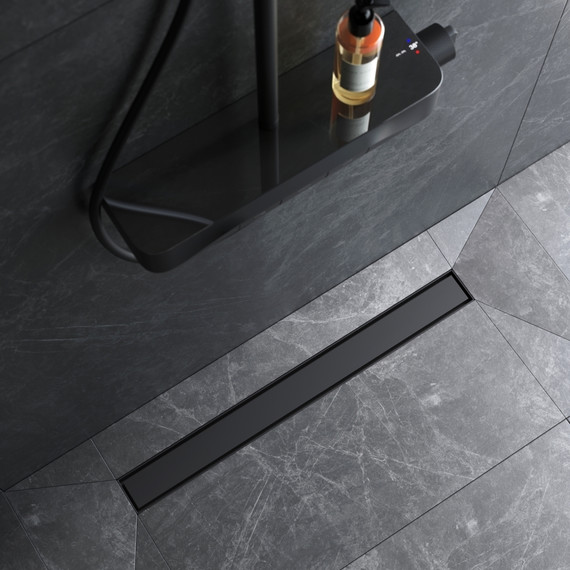 Душевой трап (лоток) 70 AM.PM MasterFlow W01SC-U11-070-04BM комбинированный затвор с черной матовой решеткой под плитку, Цвет производителя: чёрный, Размер трапа: 700 фото 4