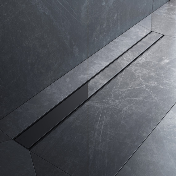 Душевой трап (лоток) 90 AM.PM PrimeFlow W02SC-U11-090-04BM комбинированный затвор с черной матовой решеткой под плитку, Цвет производителя: чёрный, Размер трапа: 900 фото 3