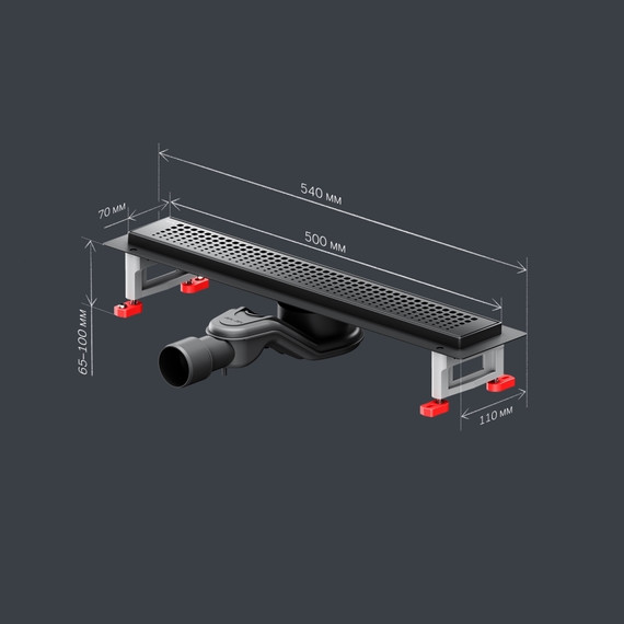 Душевой трап (лоток) 50 AM.PM MasterFlow W01SC-P11-050-01BM комбинированный затвор с черной матовой решеткой фото 10
