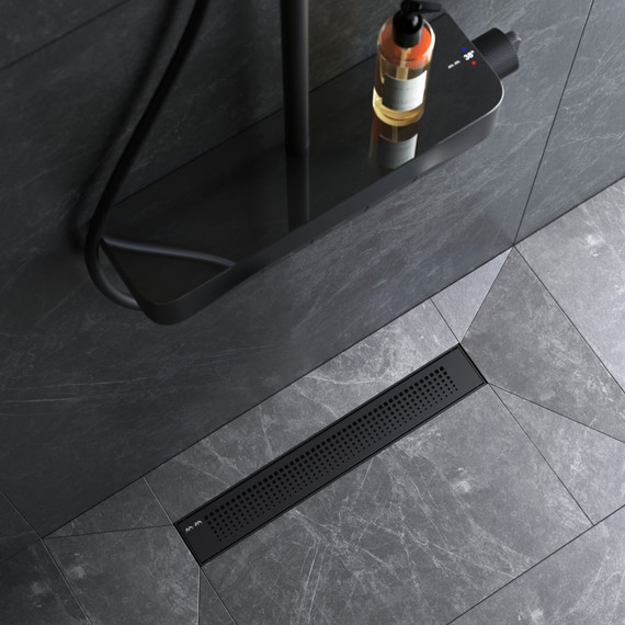 Душевой трап (лоток) 50 AM.PM PrimeFlow W02SC-P11-050-01BM комбинированный затвор с черной матовой решеткой, Цвет производителя: чёрный, Размер трапа: 500 фото 4