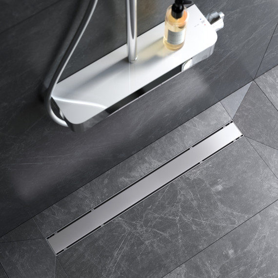 Душевой трап (лоток) 80 AM.PM PrimeFlow W02SC-U11-080-04SB комбинированный затвор со стальной матовой решеткой под плитку, Цвет производителя: хром, Размер трапа: 800 фото 4