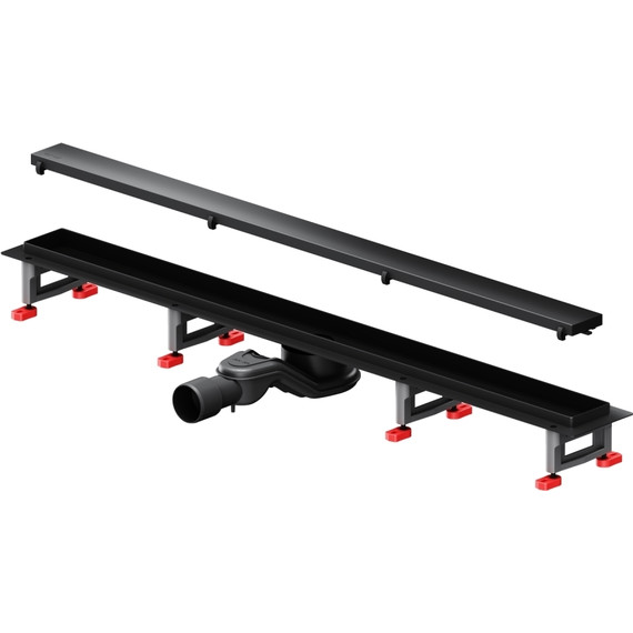 Душевой трап (лоток) 90 AM.PM MasterFlow W01SC-U11-090-04BM комбинированный затвор с черной матовой решеткой под плитку, Цвет производителя: чёрный, Размер трапа: 900 фото 11