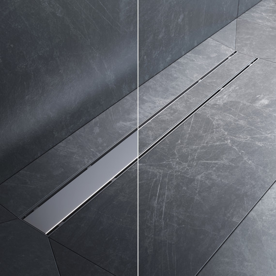 Душевой трап (лоток) 80 AM.PM PrimeFlow W02SC-U11-080-04SB комбинированный затвор со стальной матовой решеткой под плитку, Цвет производителя: хром, Размер трапа: 800 фото 3