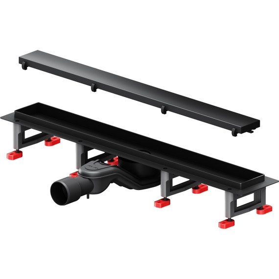 Душевой трап (лоток) 60 AM.PM MasterFlow W01SC-U11-060-04BM комбинированный затвор с черной матовой решеткой под плитку фото 11