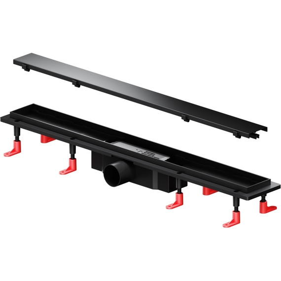 Душевой трап (лоток) 70 AM.PM PrimeFlow W02SC-U11-070-04BM комбинированный затвор с черной матовой решеткой под плитку фото 11