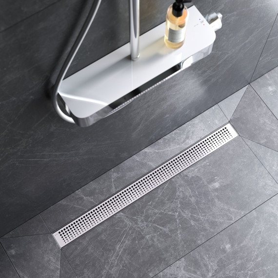 Душевой трап (лоток) 80 AM.PM MasterFlow W01SC-P11-080-01SB комбинированный затвор со стальной матовой решеткой, Цвет производителя: хром, Размер трапа: 800 фото 4