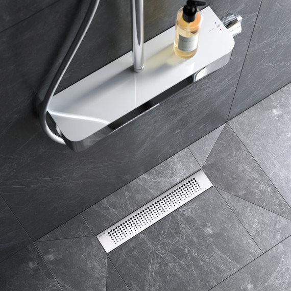 Душевой трап (лоток) 40 AM.PM PrimeFlow W02SC-P11-040-01SB комбинированный затвор со стальной матовой решеткой, Цвет производителя: хром, Размер трапа: 400 фото 4