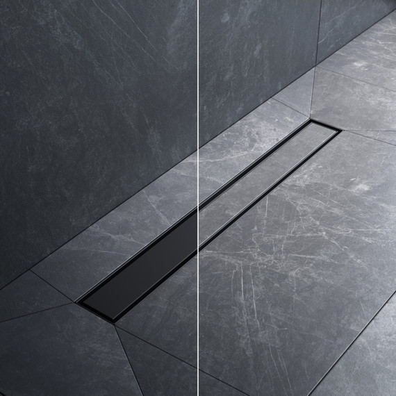 Душевой трап (лоток) 60 AM.PM MasterFlow W01SC-U11-060-04BM комбинированный затвор с черной матовой решеткой под плитку фото 3