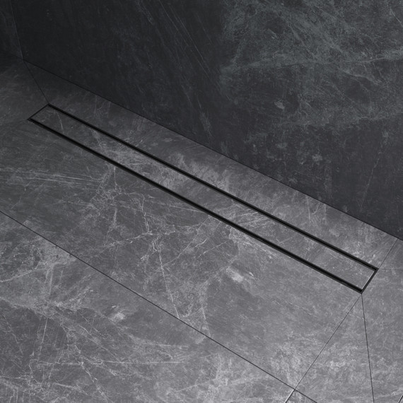 Душевой трап (лоток) 90 AM.PM PrimeFlow W02SC-U11-090-04BM комбинированный затвор с черной матовой решеткой под плитку, Цвет производителя: чёрный, Размер трапа: 900 фото 5