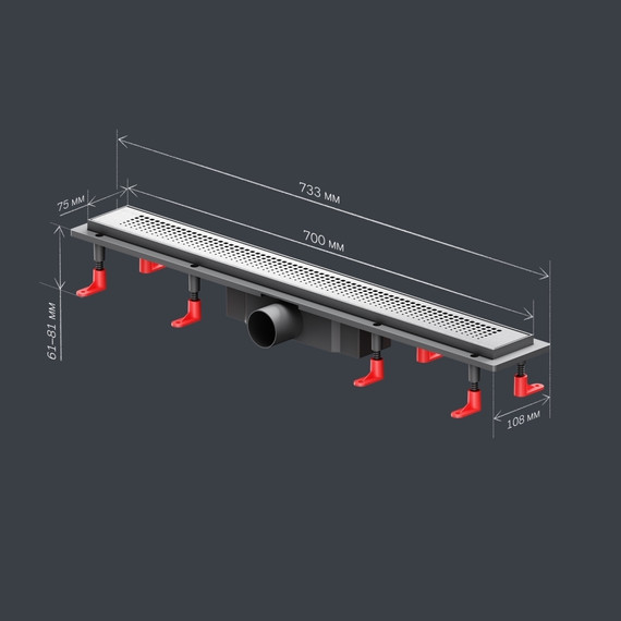 Душевой трап (лоток) 70 AM.PM PrimeFlow W02SC-P11-070-01SB комбинированный затвор со стальной матовой решеткой, Цвет производителя: хром, Размер трапа: 700 фото 10