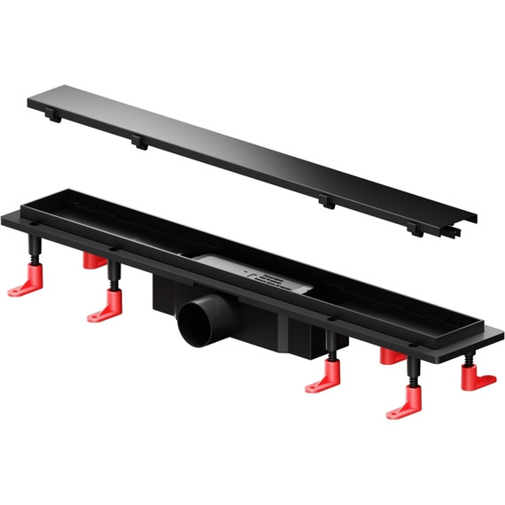 Душевой трап (лоток) 60 AM.PM PrimeFlow W02SC-U11-060-04BM комбинированный затвор с черной матовой решеткой под плитку, Цвет производителя: чёрный, Размер трапа: 600 фото 11