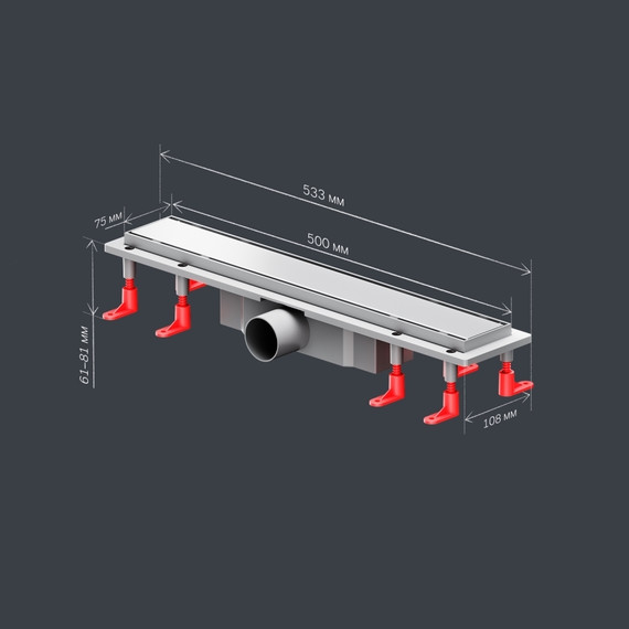 Душевой трап (лоток) 50 AM.PM PrimeFlow W02SC-U11-050-04SB комбинированный затвор со стальной матовой решеткой под плитку, Цвет производителя: хром, Размер трапа: 500 фото 10