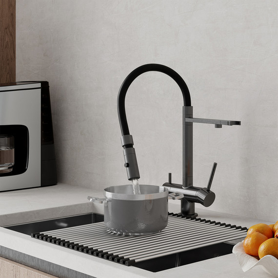 Смеситель для кухни Iddis Ace ACEGMFFi05, графит/чёрный - 32 Смеситель для кухни Iddis Ace ACEGMFFi05, графит/чёрный фото 32