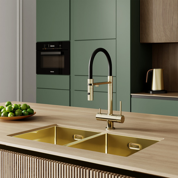 Смеситель для кухни Iddis Ace ACEMGFFi05, матовое золото/чёрный - 14 Смеситель для кухни Iddis Ace ACEMGFFi05, матовое золото/чёрный фото 14