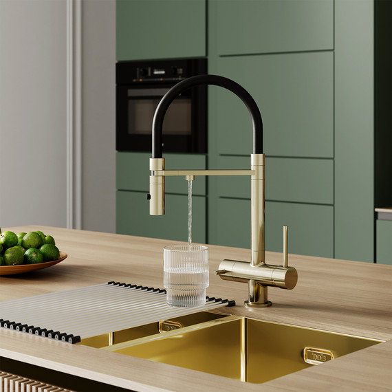 Смеситель для кухни Iddis Ace ACEMGFFi05, матовое золото/чёрный - 15 Смеситель для кухни Iddis Ace ACEMGFFi05, матовое золото/чёрный фото 15