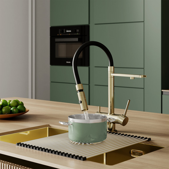 Смеситель для кухни Iddis Ace ACEMGFFi05, матовое золото/чёрный - 16 Смеситель для кухни Iddis Ace ACEMGFFi05, матовое золото/чёрный фото 16