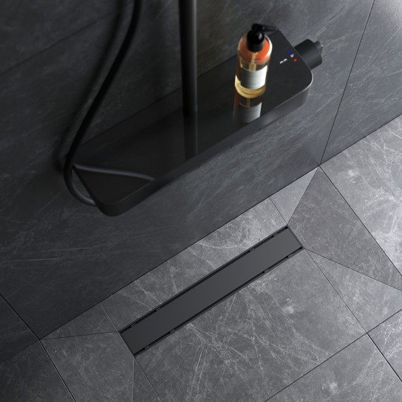 Душевой трап (лоток) 50 AM.PM PrimeFlow W02SC-U11-050-04BM комбинированный затвор с черной матовой решеткой под плитку фото 4