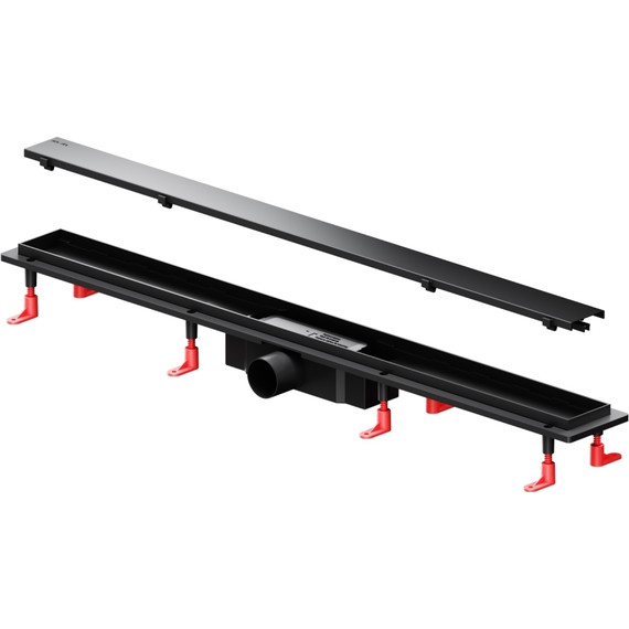 Душевой трап (лоток) 90 AM.PM PrimeFlow W02SC-U11-090-04BM комбинированный затвор с черной матовой решеткой под плитку, Цвет производителя: чёрный, Размер трапа: 900 фото 11