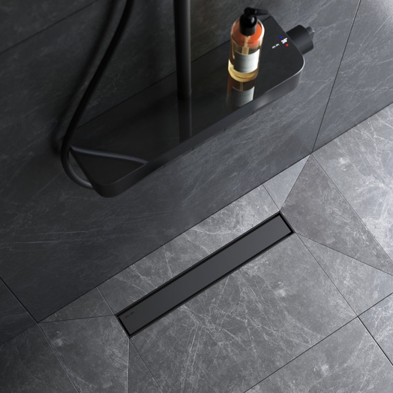 Душевой трап (лоток) 50 AM.PM MasterFlow W01SC-U11-050-04BM комбинированный затвор с черной матовой решеткой под плитку, Цвет производителя: чёрный, Размер трапа: 500 фото 4