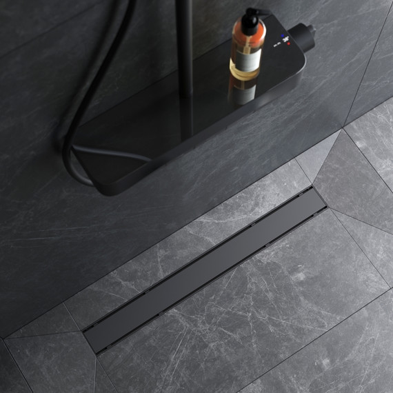 Душевой трап (лоток) 70 AM.PM PrimeFlow W02SC-U11-070-04BM комбинированный затвор с черной матовой решеткой под плитку фото 4