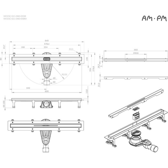 Трап AM.PM 60 см W01SC-S11-060-05BM, чёрный фото 12