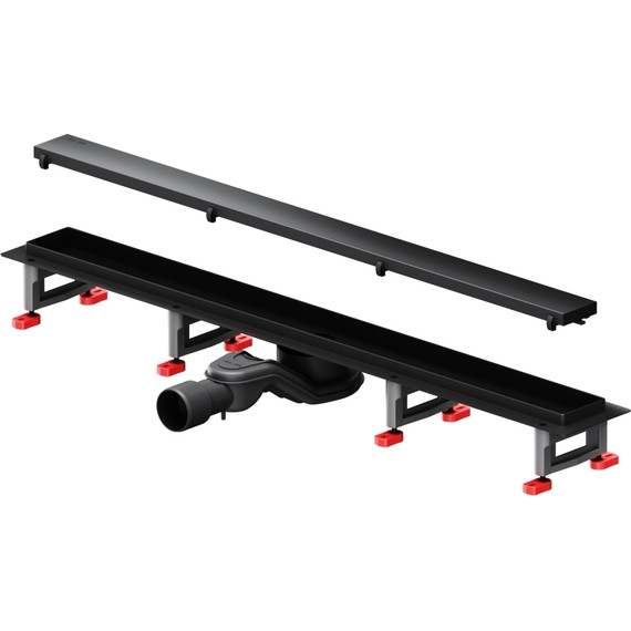 Душевой трап (лоток) 80 AM.PM MasterFlow W01SC-U11-080-04BM комбинированный затвор с черной матовой решеткой под плитку, Цвет производителя: чёрный, Размер трапа: 800 фото 11