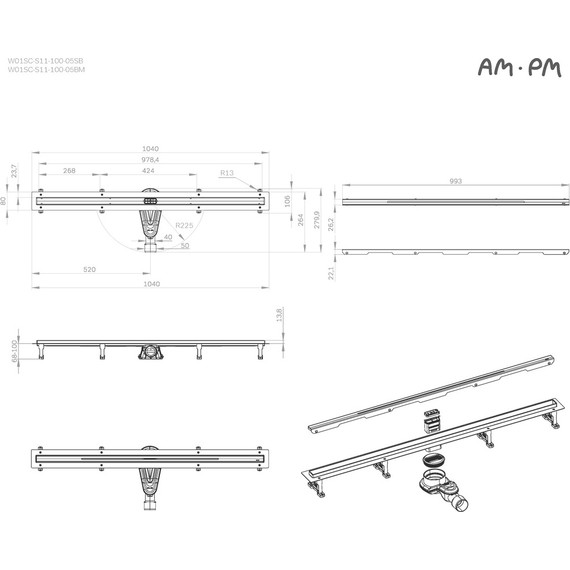 Трап AM.PM 100 см W01SC-S11-100-05BM, чёрный фото 12