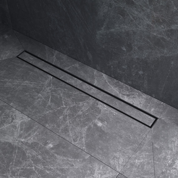 Душевой трап (лоток) 80 AM.PM MasterFlow W01SC-U11-080-04BM комбинированный затвор с черной матовой решеткой под плитку, Цвет производителя: чёрный, Размер трапа: 800 фото 5