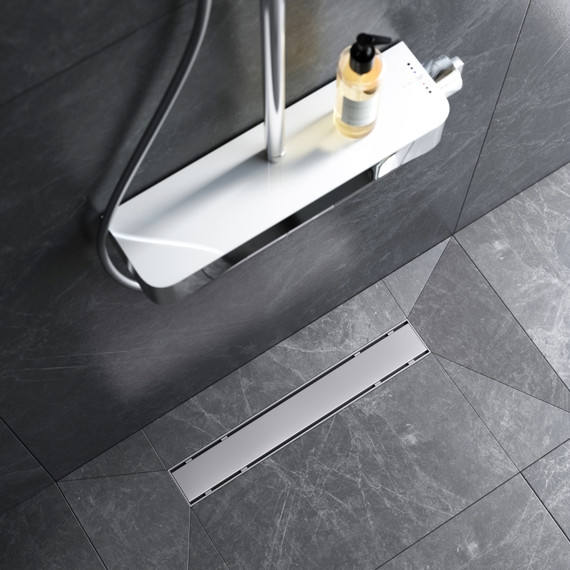 Душевой трап (лоток) 50 AM.PM PrimeFlow W02SC-U11-050-04SB комбинированный затвор со стальной матовой решеткой под плитку, Цвет производителя: хром, Размер трапа: 500 фото 4