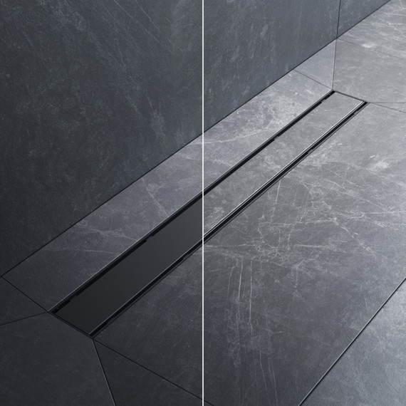 Душевой трап (лоток) 70 AM.PM PrimeFlow W02SC-U11-070-04BM комбинированный затвор с черной матовой решеткой под плитку фото 3