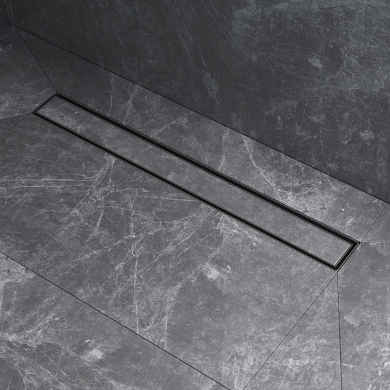 Душевой трап (лоток) 60 AM.PM MasterFlow W01SC-U11-060-04BM комбинированный затвор с черной матовой решеткой под плитку фото 5