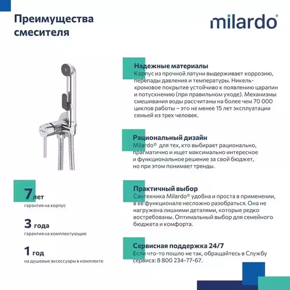 Набор для гигиенического душа Milardo Tidy 001SBR0M08 фото 2