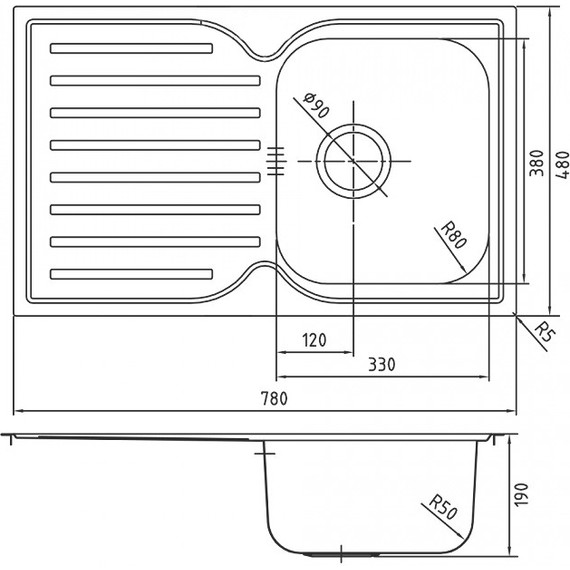Кухонная мойка Iddis Strit STR78SDi77S 0,8 мм, сталь фото 12