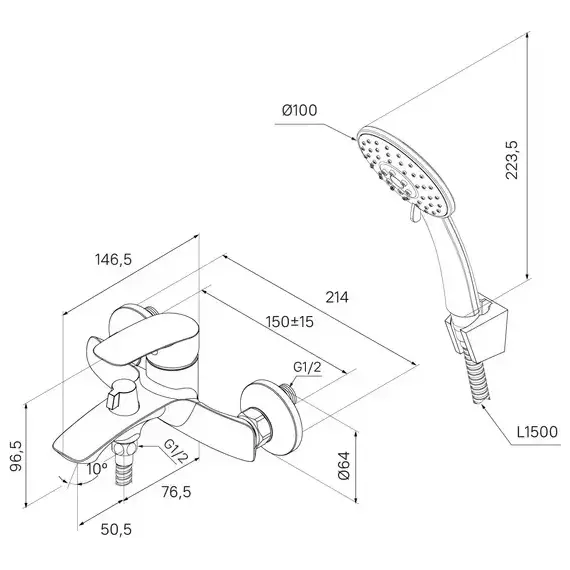 Смеситель для ванны Milardo Rora RORWT00M02 фото 7