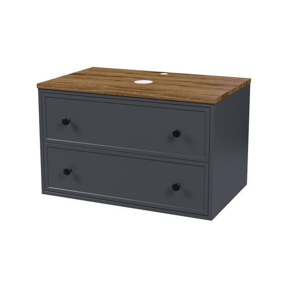 Тумба подвесная со столешницей Iddis Torr 80 см TOR80DMi95K, тёмно-серый фото 2