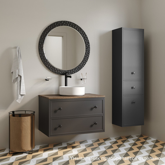 Тумба подвесная со столешницей Iddis Torr 80 см TOR80DMi95K, тёмно-серый фото 4