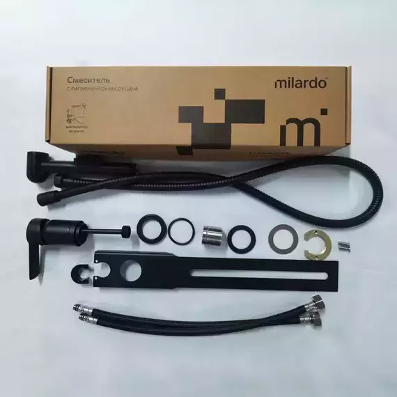 Набор для гигиенического душа Milardo Tidy 001BL00M08 устанавливаемый на унитаз, чёрный матовый фото 4