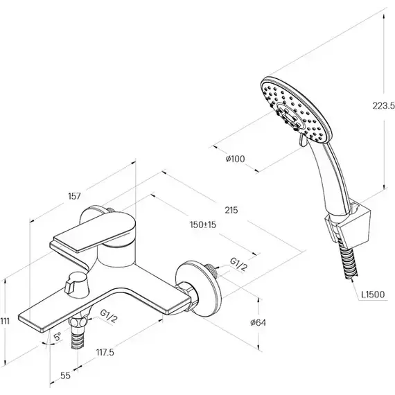 Смеситель для ванны Milardo Azure AZUBL00M02, чёрный матовый фото 7