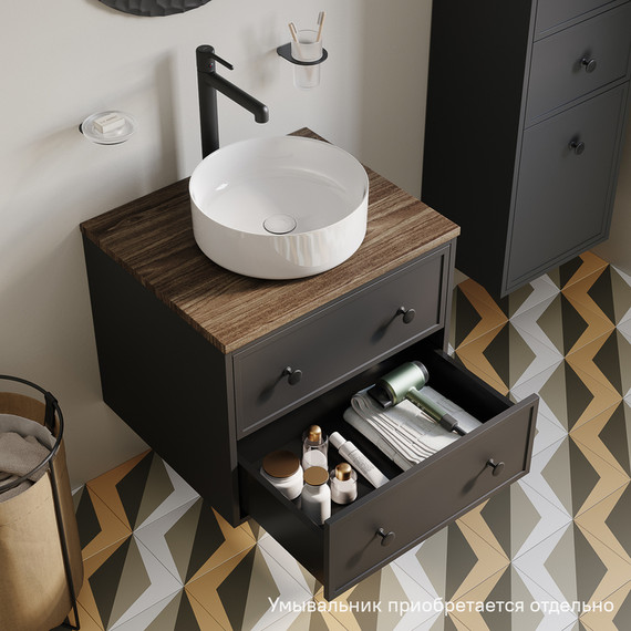 Тумба подвесная со столешницей Iddis Torr 60 см TOR60DMi95K, тёмно-серый - 5 Тумба подвесная со столешницей Iddis Torr 60 см TOR60DMi95K, тёмно-серый фото 5