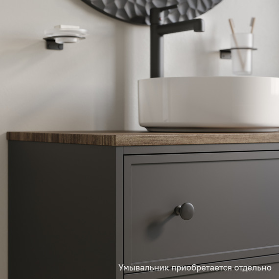 Тумба подвесная со столешницей Iddis Torr 80 см TOR80DMi95K, тёмно-серый фото 6